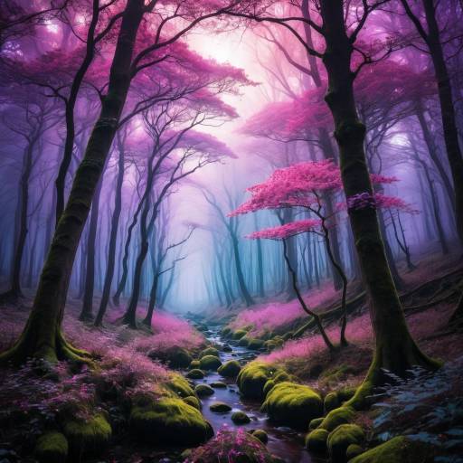Enchanted Forest Canopy with Glowing Colors