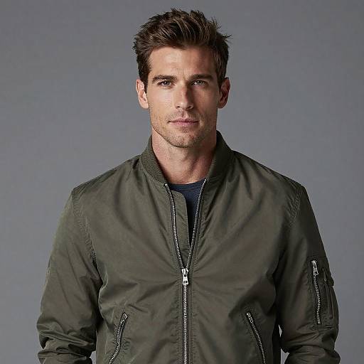 Confident Man in Stylish Bomber Jacket