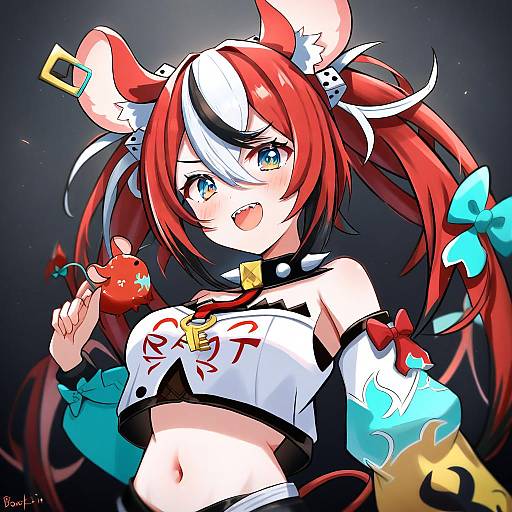 Illustration of Mr. squeaks (hakos baelz), hololive in the style of Boppin