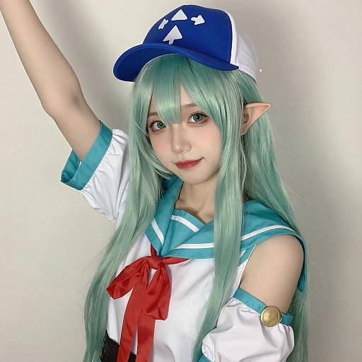 Portrait of Young Woman with Mint Hair