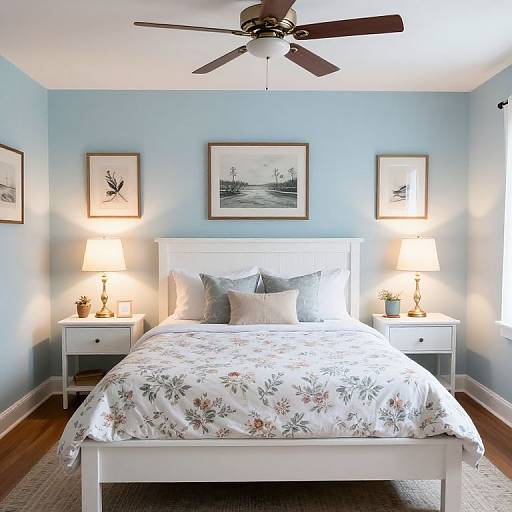 Cozy Floral Guest Room with Lamps