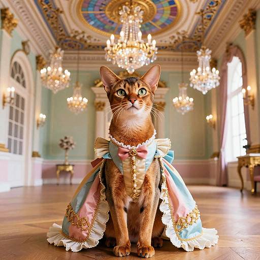 Victorian Abyssinian Cat in Ballroom