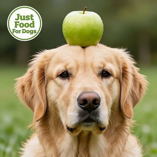 Golden Retriever with Green Apple