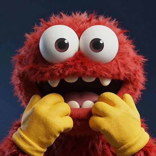 Close-Up Red Fuzzy Monster