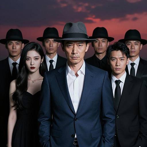 Dramatic Group Portrait in Moody Lighting