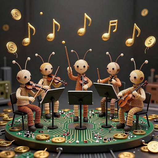 Whimsical Humanoid Orchestra on Circuit Stage