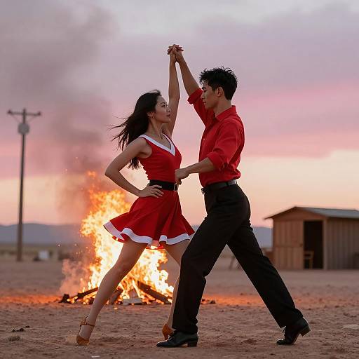 Romantic Sunset Dance in the Desert