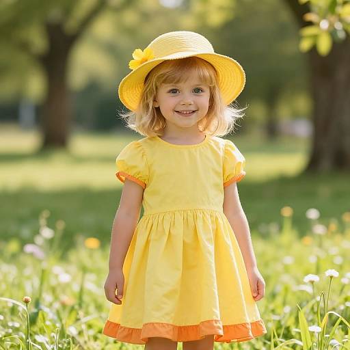 Cheerful Girl in Sunlit Meadow