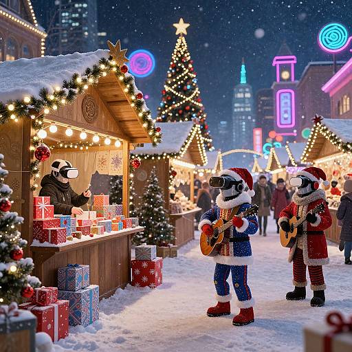 Futuristic AI Christmas Market Scene