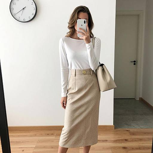 Woman Taking Mirror Selfie in Modern Room