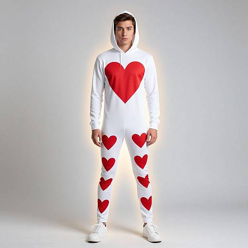 Realistic Male in Heart Print Leggings