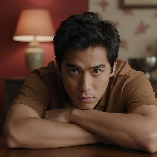 Thoughtful Man Leaning on Table