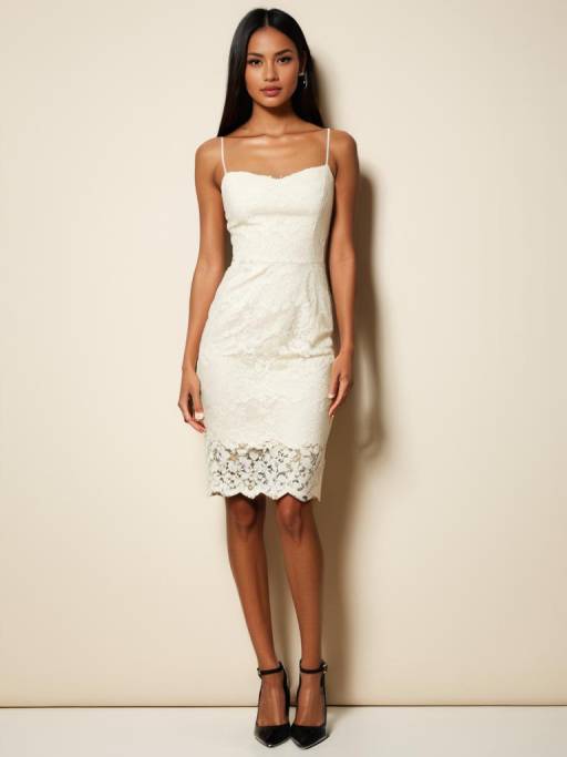 Chic Cream Lace Pencil Dress Outfit