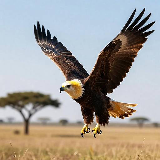 Soaring American Eagle Over Acacia Plains