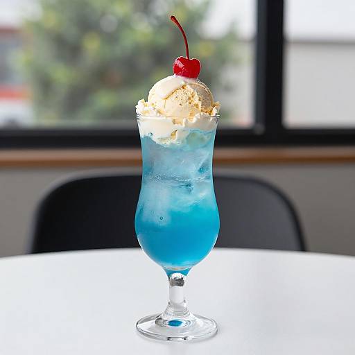 Refreshing Blue Cocktail with Ice Cream