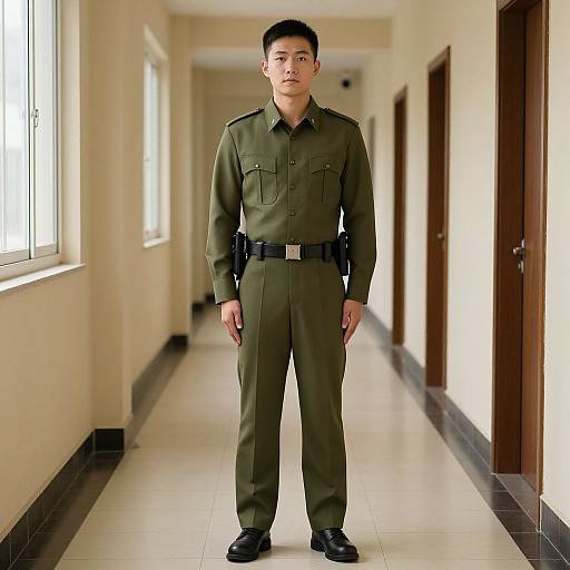 Man in Line Duty Uniform