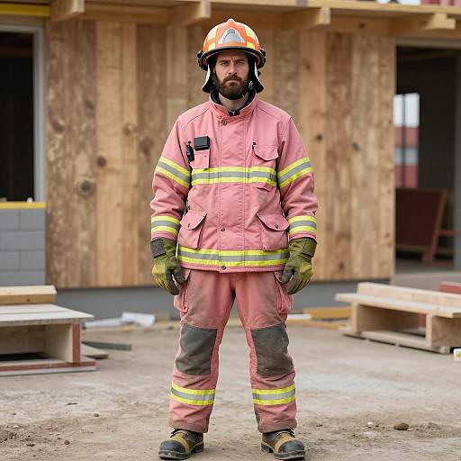 Realistic Pink Construction Worker Photographer