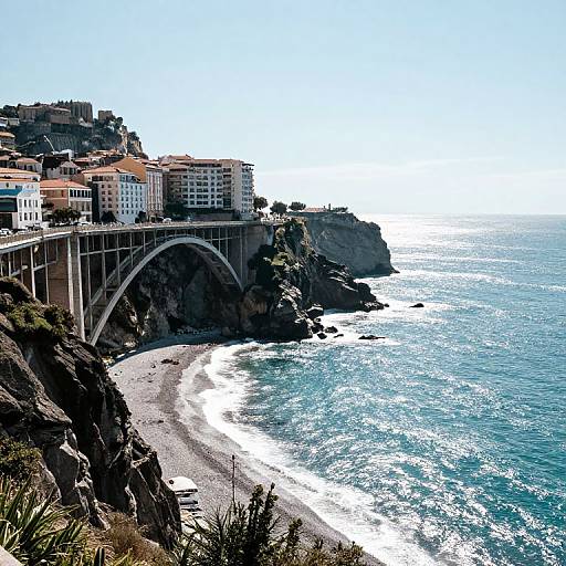 Majestic Cliffside City with Bridge