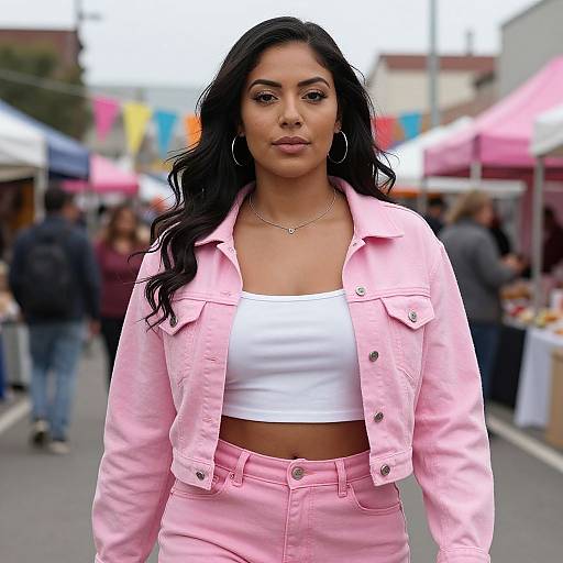 Confident Woman at Outdoor Market