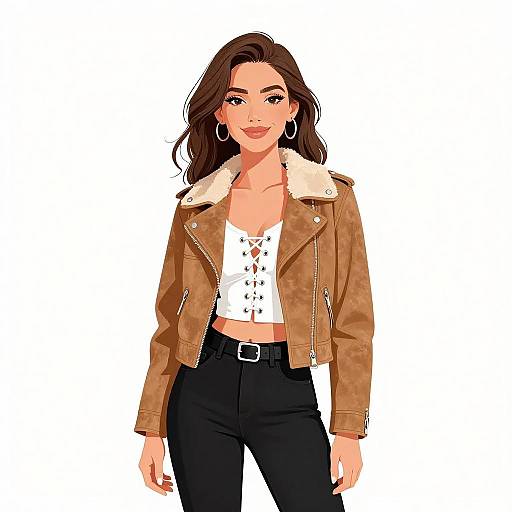 Smiling Woman in Casual Chic Outfit