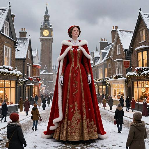 Giant Woman in Victorian Christmas Town
