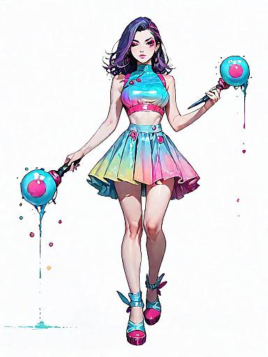 Futuristic Party Woman with Metallic Outfit