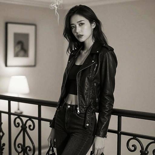 Monochrome Elegance with Sharp Gaze