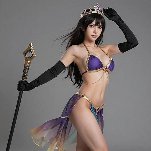 Dark-Haired Female Warrior in Regal Attire