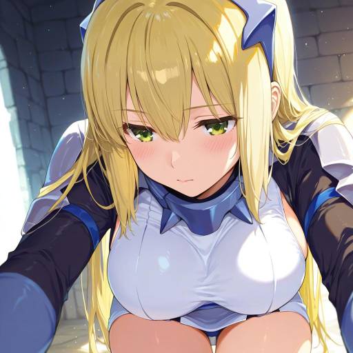 Illustration of Aiz wallenstein, dungeon ni deai wo motomeru no wa machigatteiru darou ka in the style of Hideko (l33l3b)