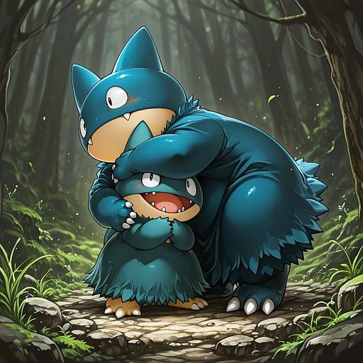 Illustration of Munchlax, pokemon in the style of Sachito
