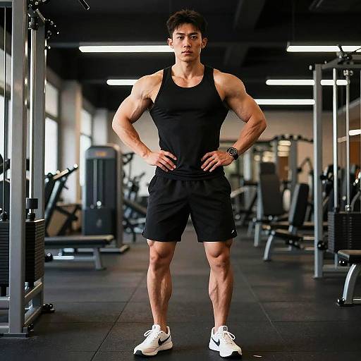 Male Bodybuilder Posing in Gym