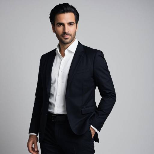 Elegant Man in Dark Tailored Suit