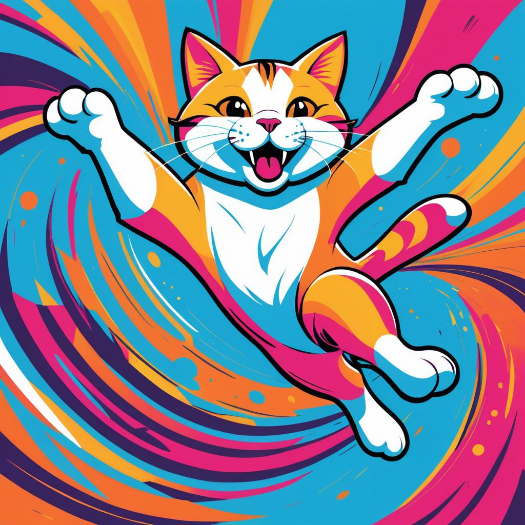 Dynamic Cartoon Cat Leaping for Toy