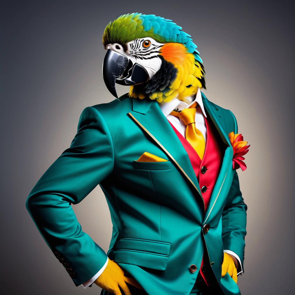 Elegantly Dressed Parrot with Personality