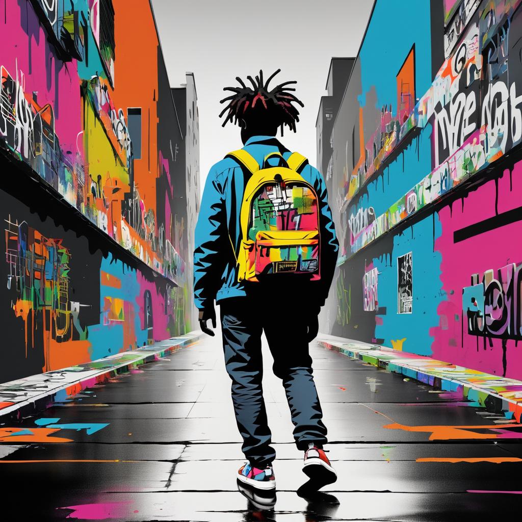 Vibrant Urban Journey with Basquiat Style