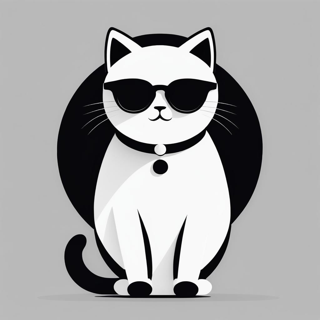 Minimalist Kawaii Cat Logo Design