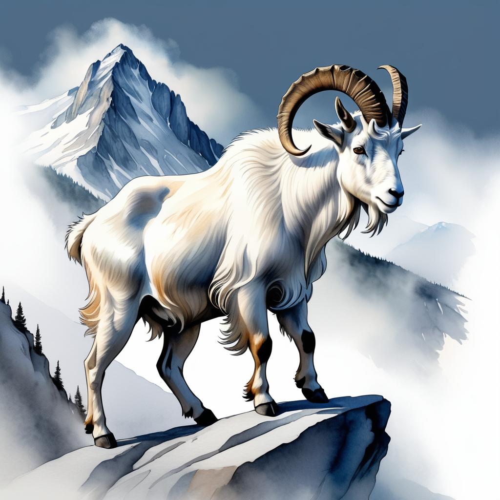 Detailed Mountain Goat Character Illustration