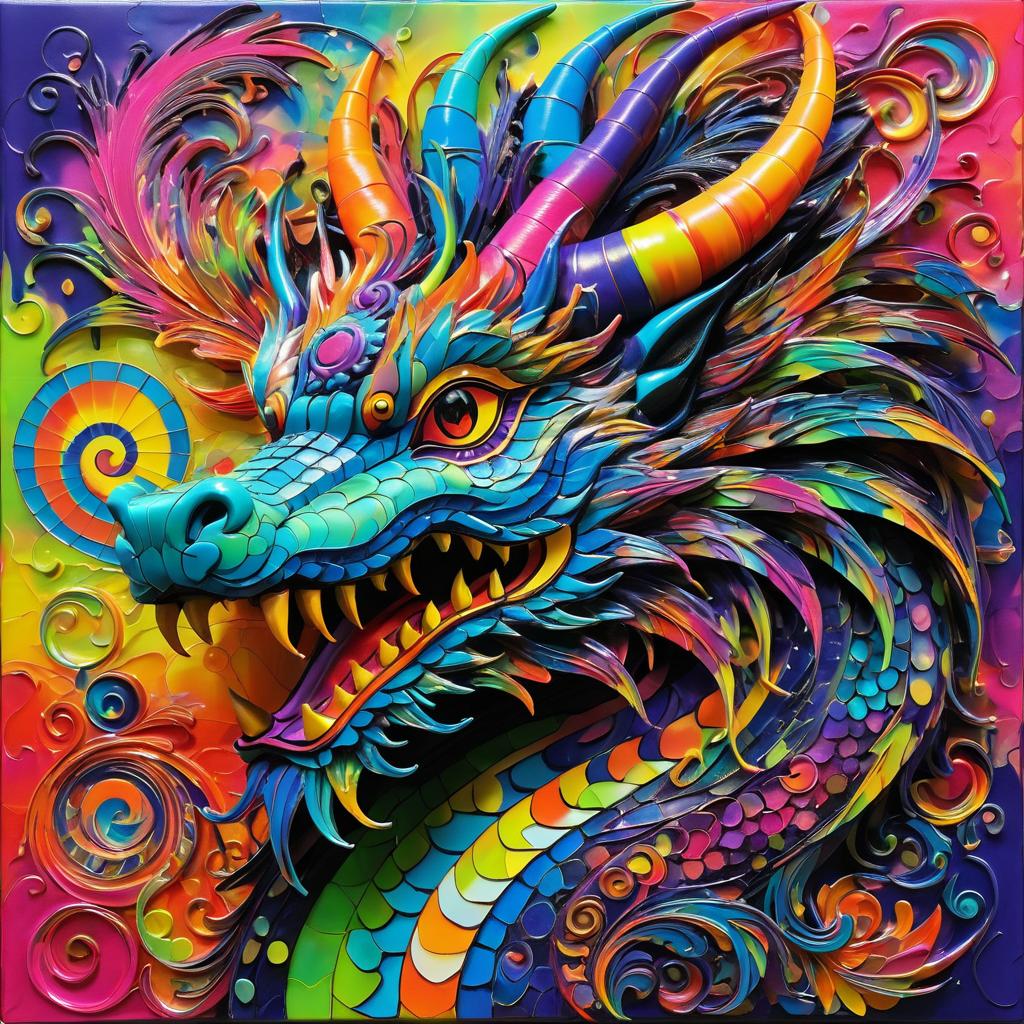 Vibrant Dragon Art with Abstract Style