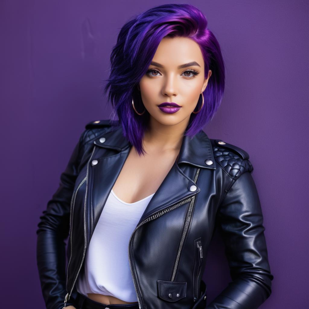 Stunning Woman with Vibrant Purple Hair