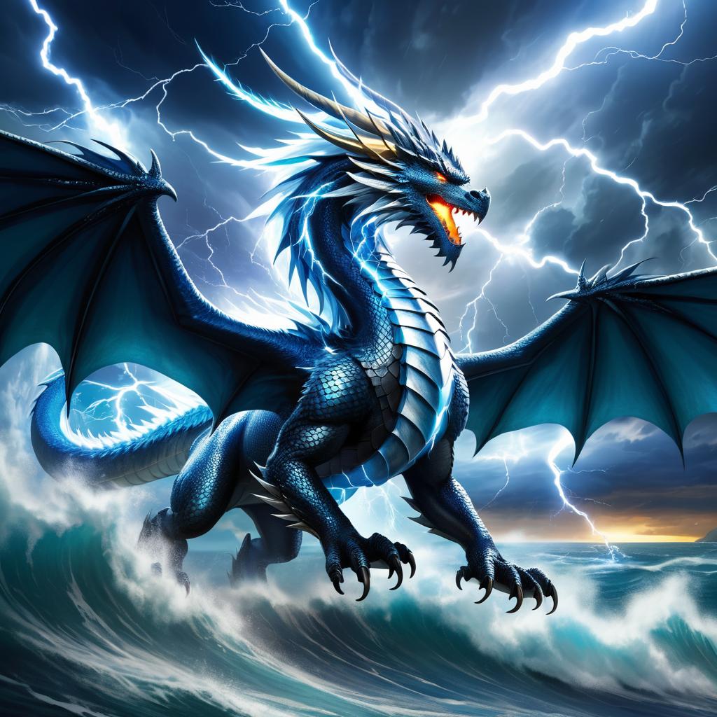 Epic Dragon Artwork with Lightning Storm