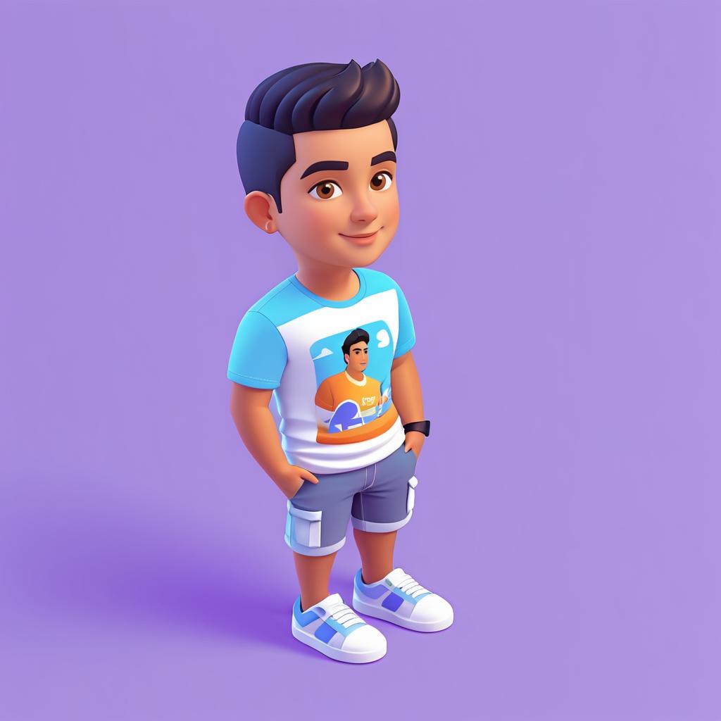 Cute 3D Isometric Hispanic Young Man