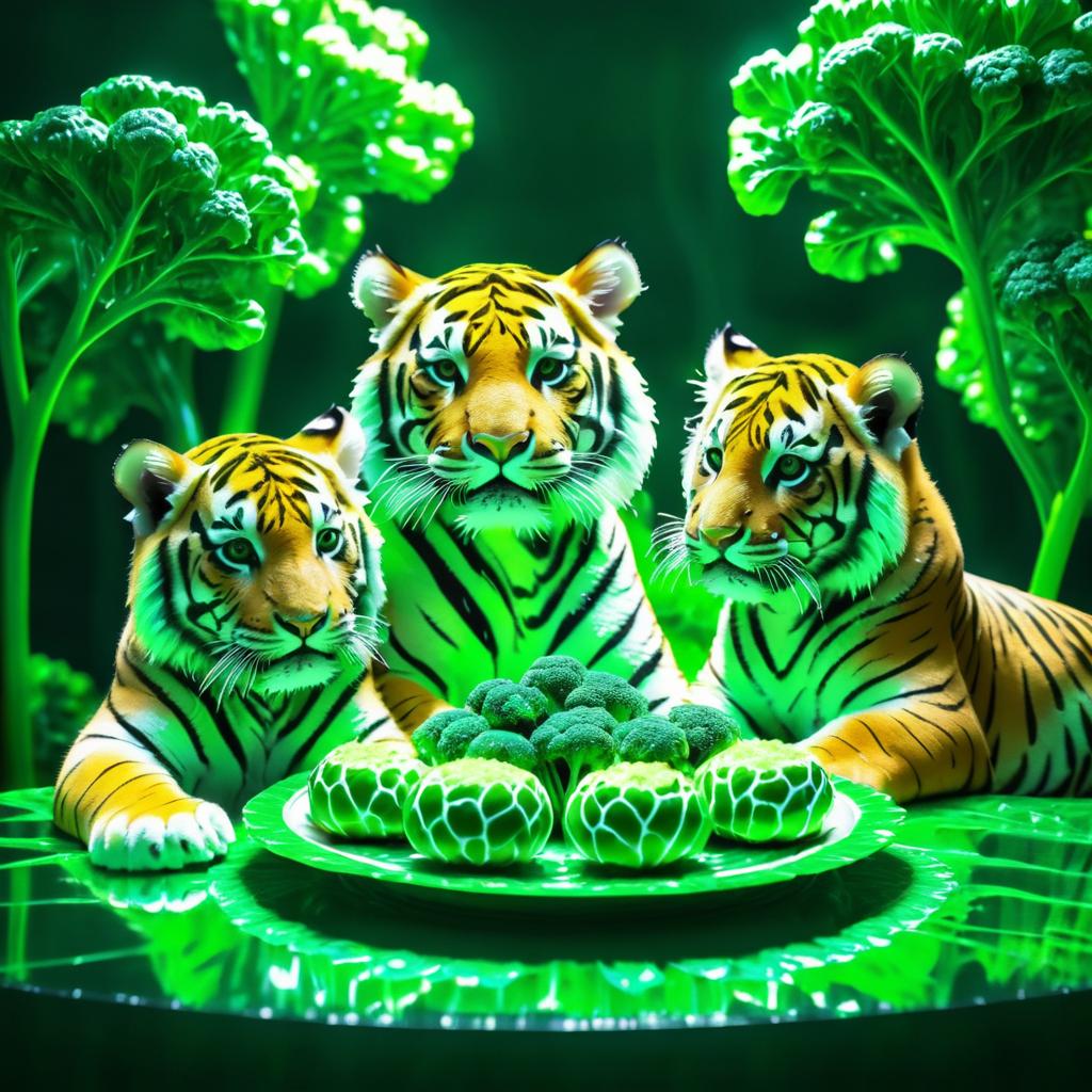 Bengal Tiger Family with Glam Rock Vibe