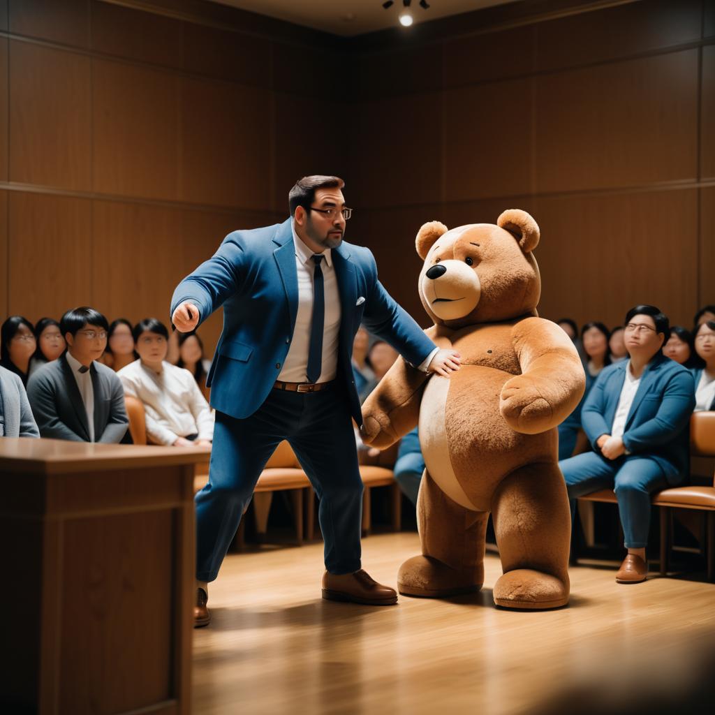 Animated Courtroom Drama with a Teddy Bear