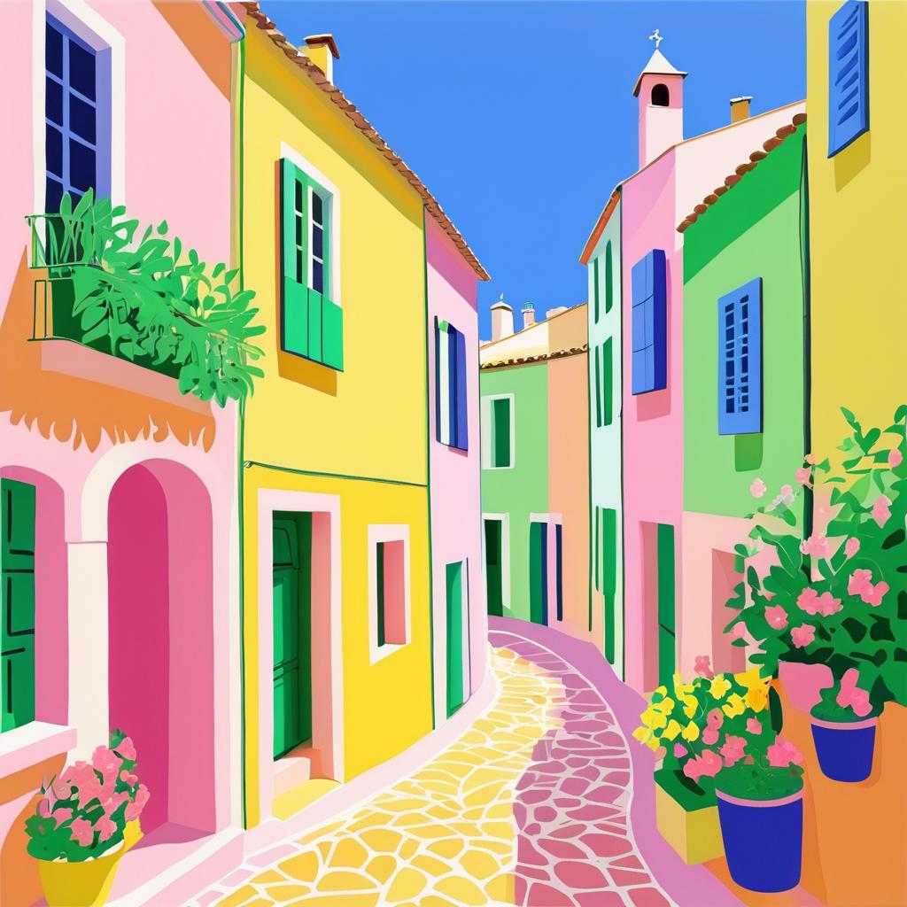 Vibrant Matisse-Inspired Village Scene