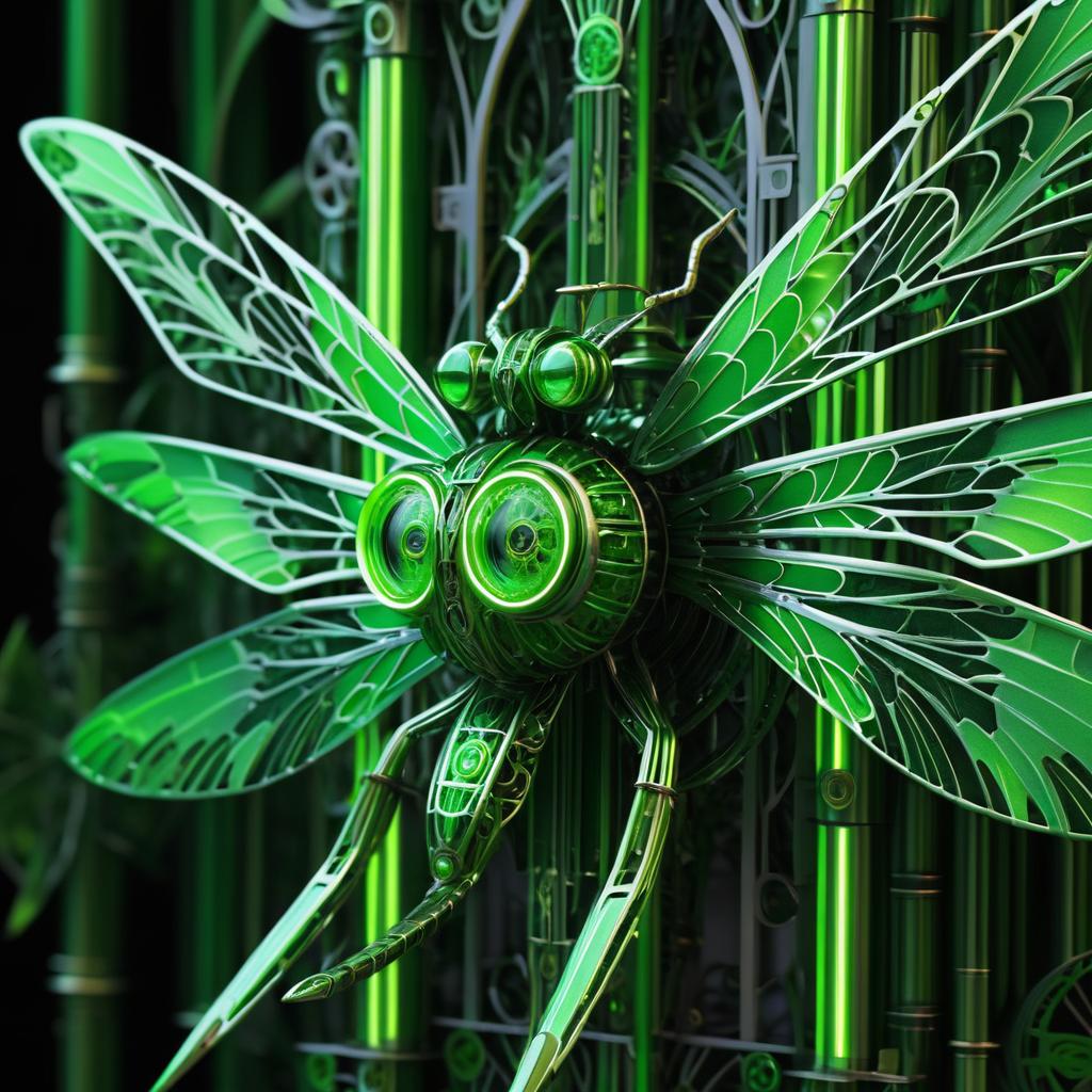 Cinematic Mechanical Dragonfly Art