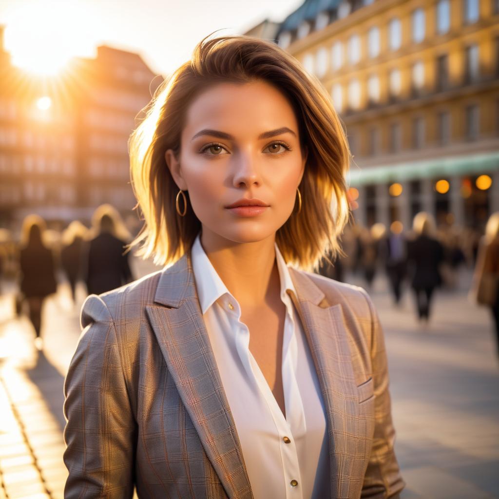 Chic Confident Woman in City Square