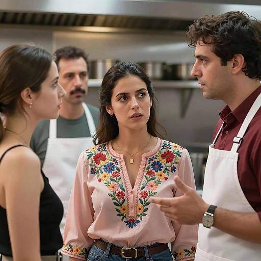 Group Discussion in Restaurant Kitchen