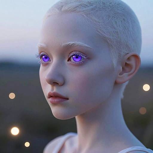 Albino Character with Purple Eyes