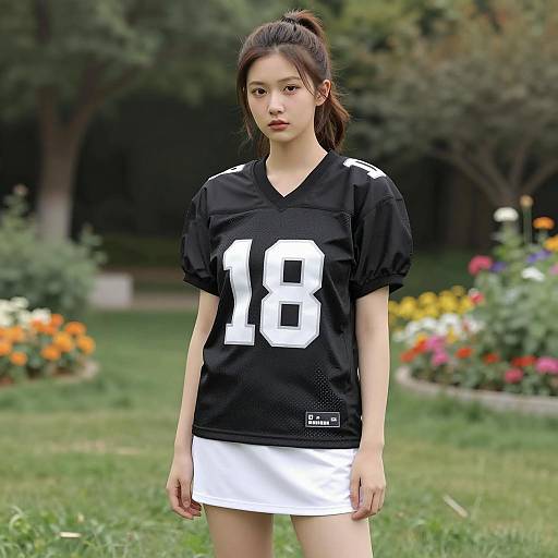 Photorealistic Young Woman in Football Gear
