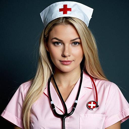 Realistic Pink Nurse Costume Portrait